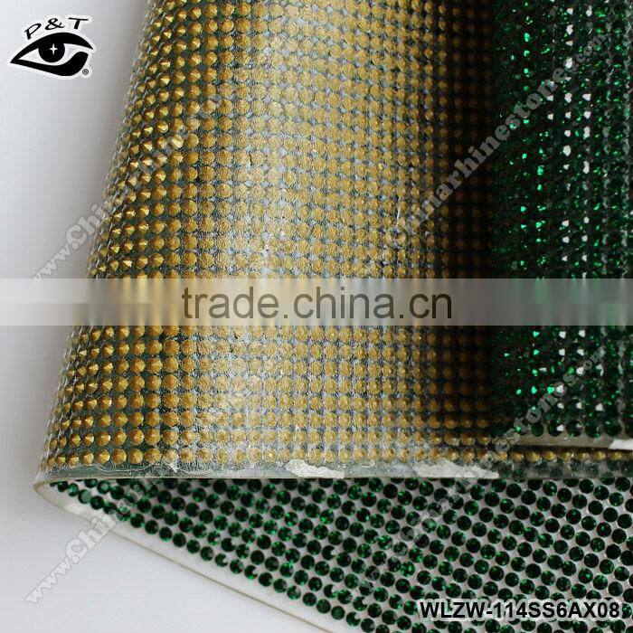 New !!! Iron On Rhinestone Mesh 2MM SS06 Chaton Emerald For Shoes
