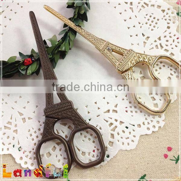 Vintage Zakka Handicraft Sewing Gold Craft Eiffel Tower Scissors