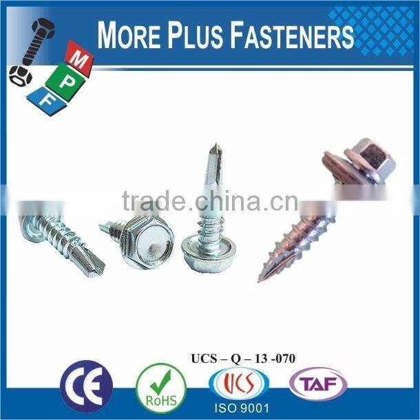 Made in Taiwan Customer Request High quality Sell on Alibaba Carbon Steel Hex Head Self Drilling Screws