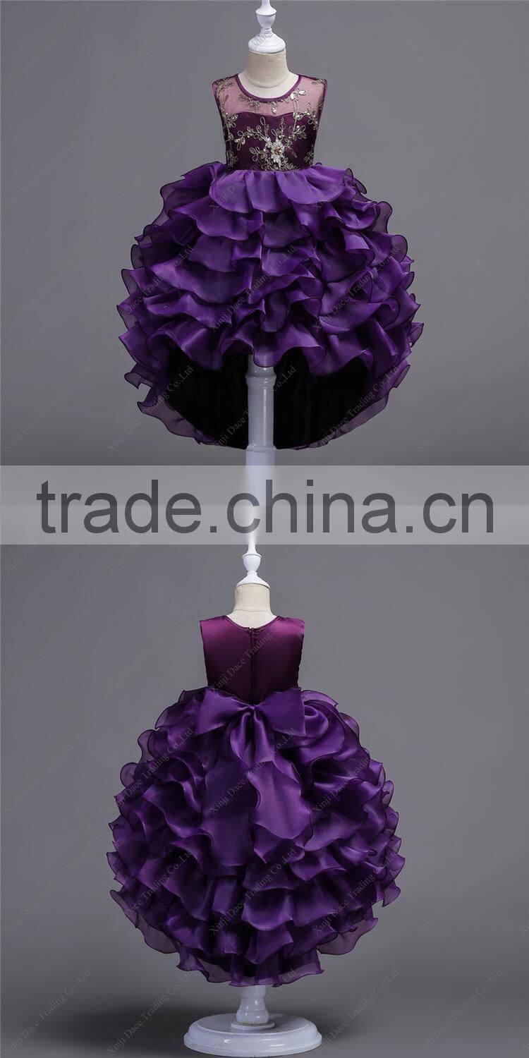 Fashion kids teenagers cake layered dress latest designs evening gowns for girls