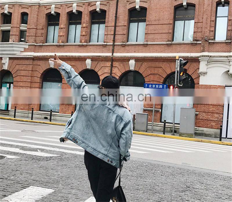 Fashion Wholesale Real Fur Lining Denim Jacket Women Lamb Fur Coat