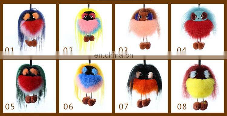Luxury Colorful Fox Fur Animal Accessory / Fox Fur Bag Charm Key Chain