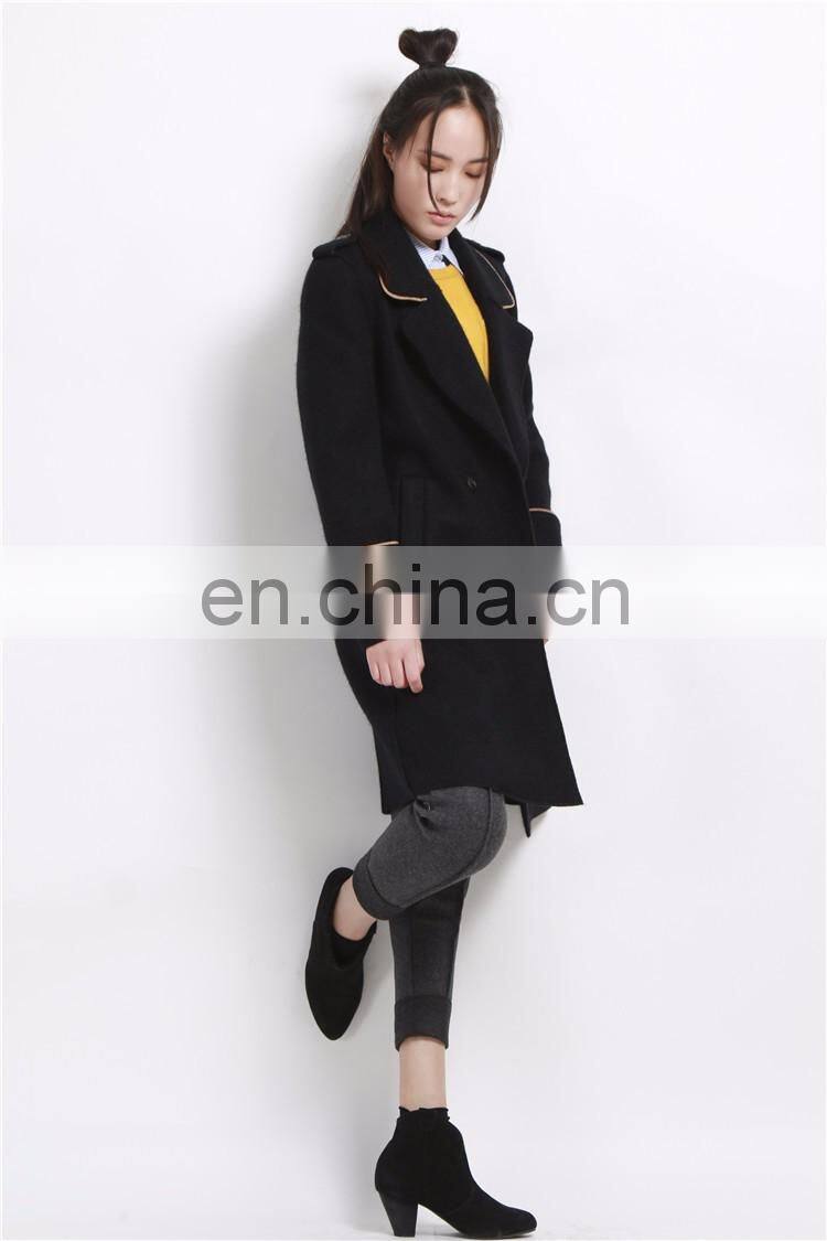 Chinese Credible Supplier Black Long Women Coat 2017