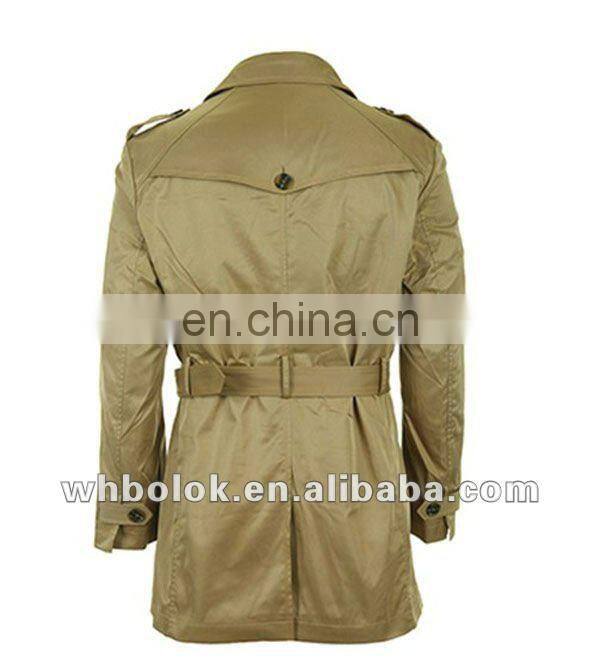 Factory wuhan wholesale men's cotton polyester long coat with belt