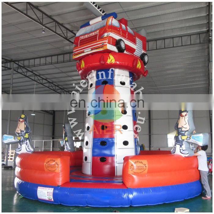 Inflatable climbing tower fire truck