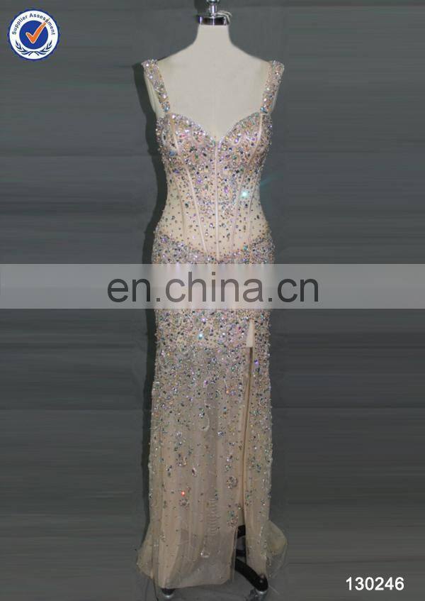 2014 factory directly supply sexy high grade luxury formal beaded evening dress