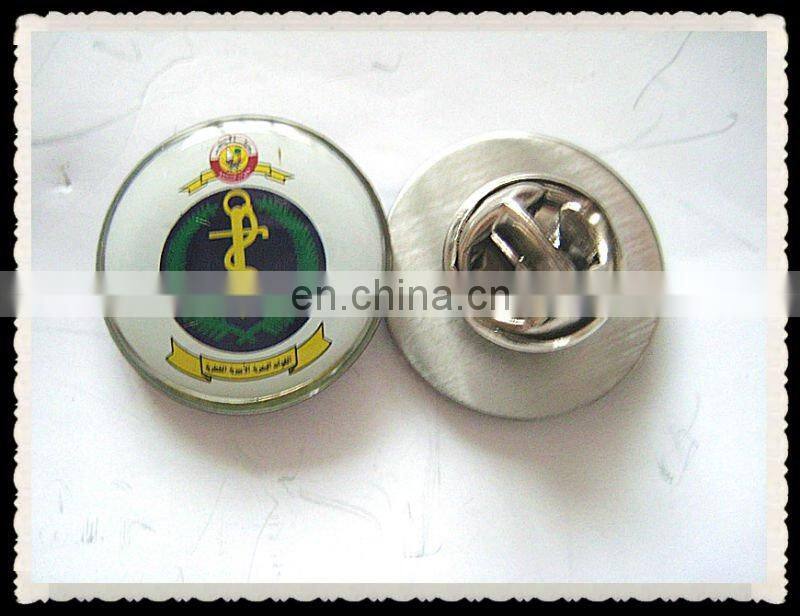 custom self-adhesive logo printed round shape iron metal name badge,metal button badge with butterfly clasp