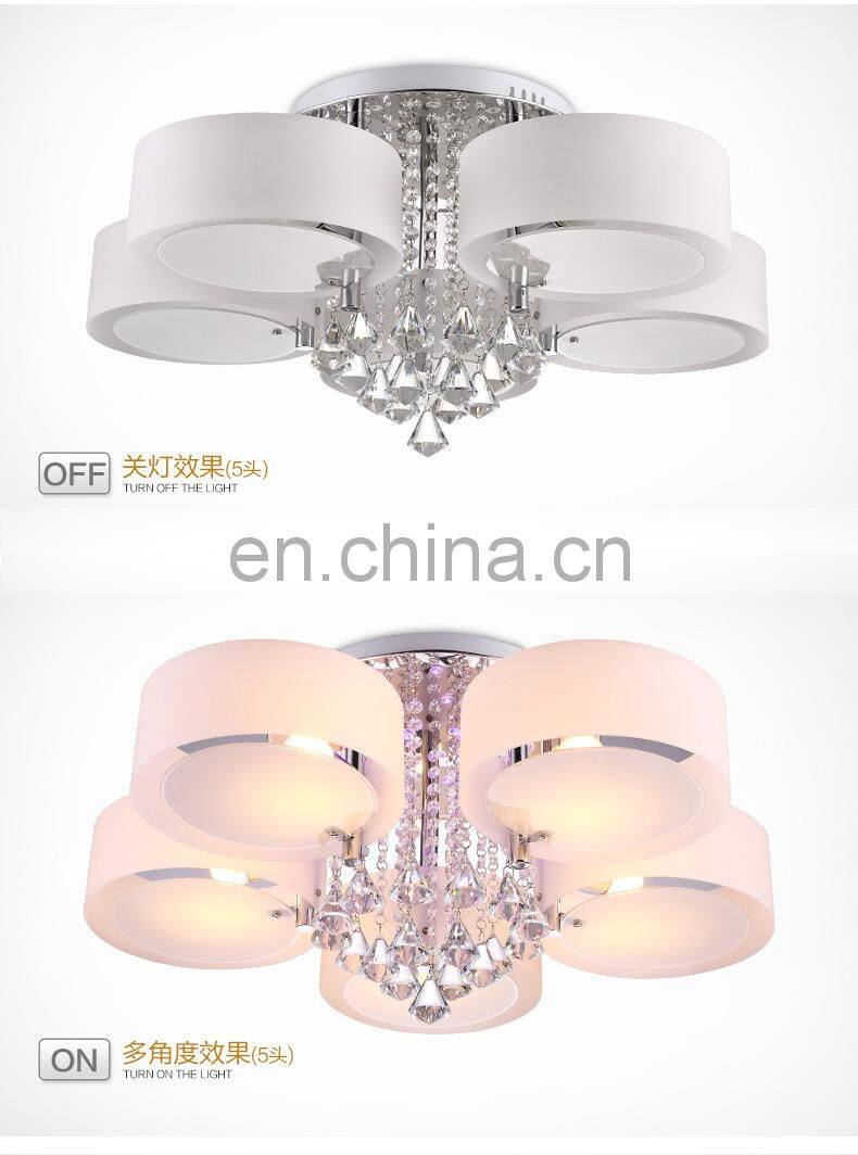 LED warm simple ceiling crystal chandelier with remote
