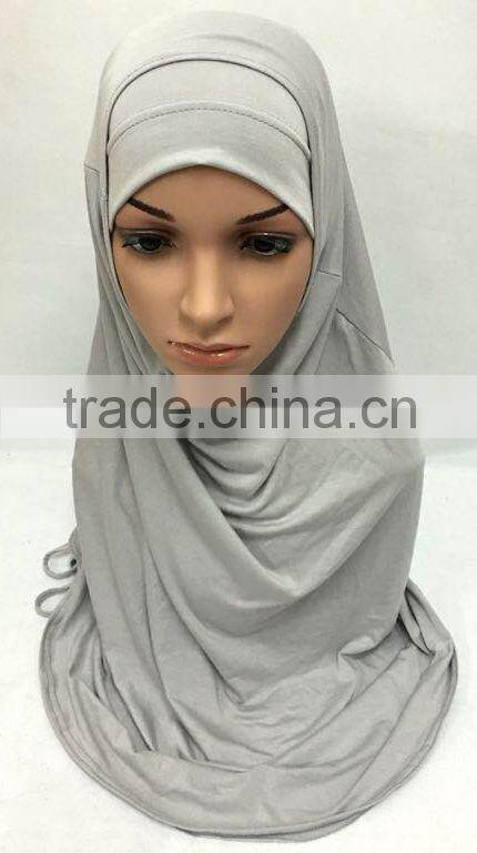 SOLID COLOR TWO PIECES modal COTTON HIJAB elastic long hejab