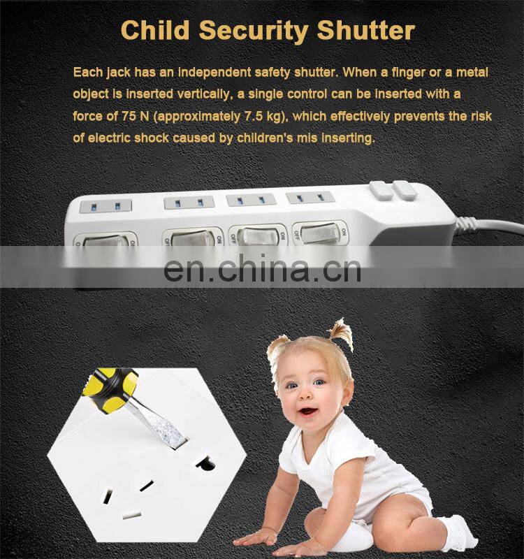 Desktop Double Universal Electric Extension USB Hole Outlet Wall 4 Gang 4 Way Switch and Socket