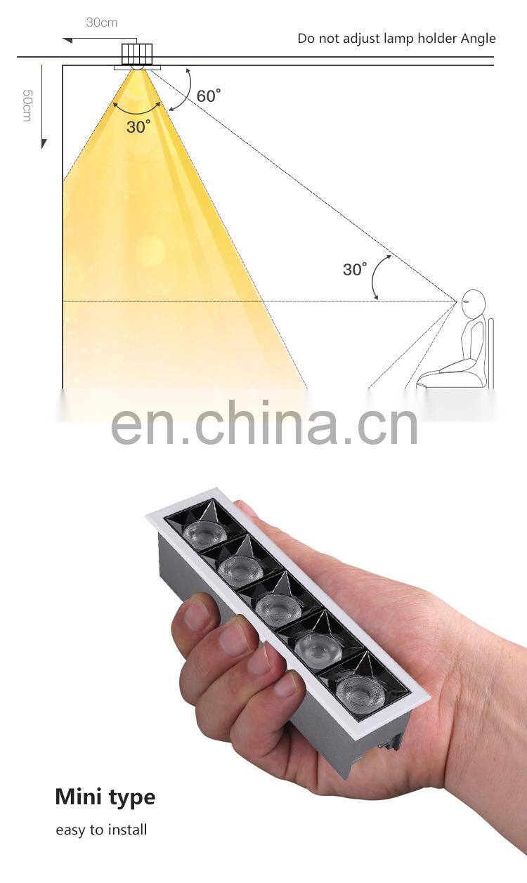 High Quality Commercial SMD Wall Washer Showroom Light Spot 20w Led recessed Linear Ceilings Downlight
