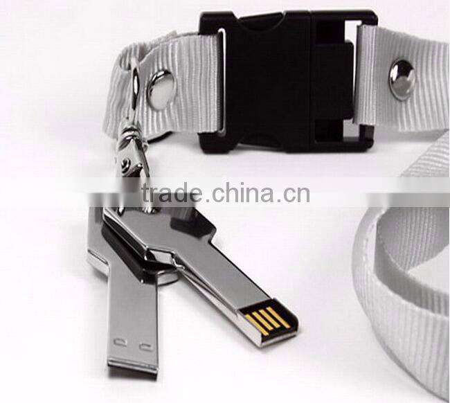 Alibaba Hot Item, Silver metal Key Chain USB with Keyring