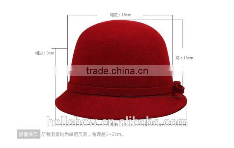 British Style Bowknot Ribbon Dome Wool Felt Elegant Charm Women Church Hat