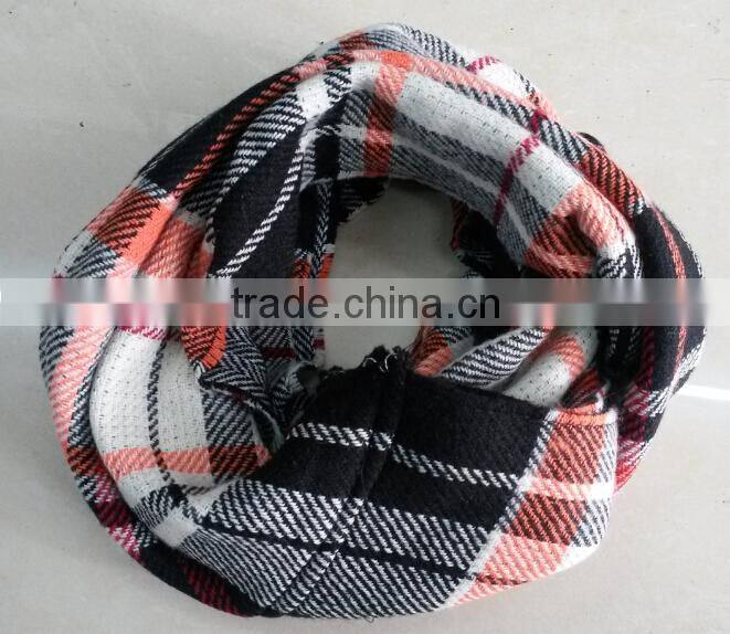 2014 Winter Newest Fashion Popular Classic Plaid Acrylic Knitted Circle Loop Scarf