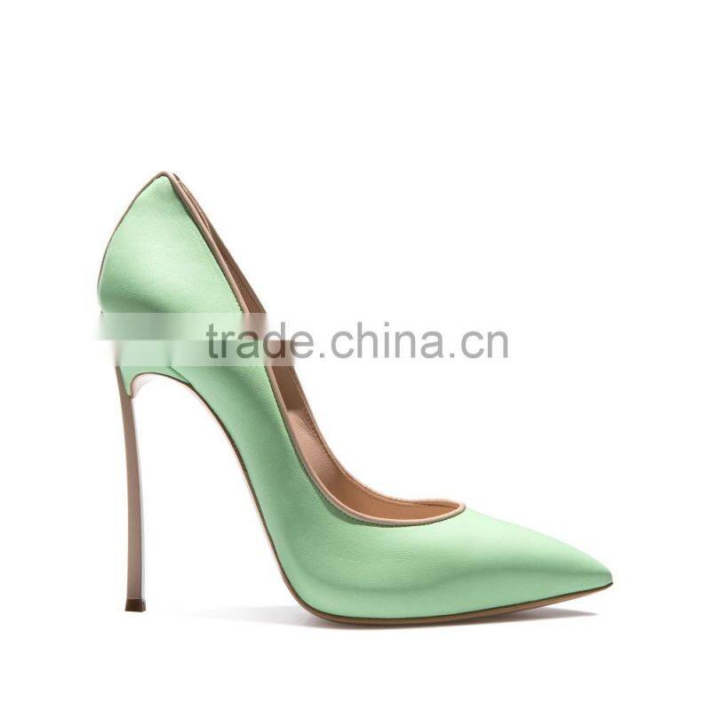 Sexy shoes very high heels ladies genuine leather shoes light blue lambskin celebrity womens shoes