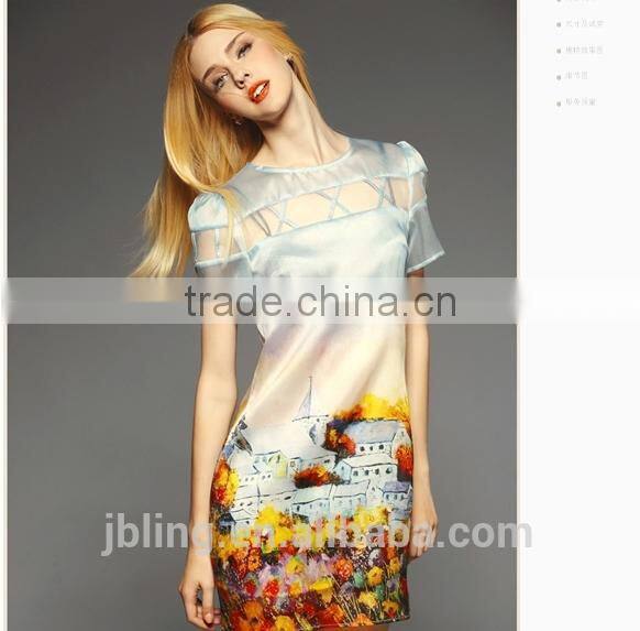 fashion custom print silk dress wholesale