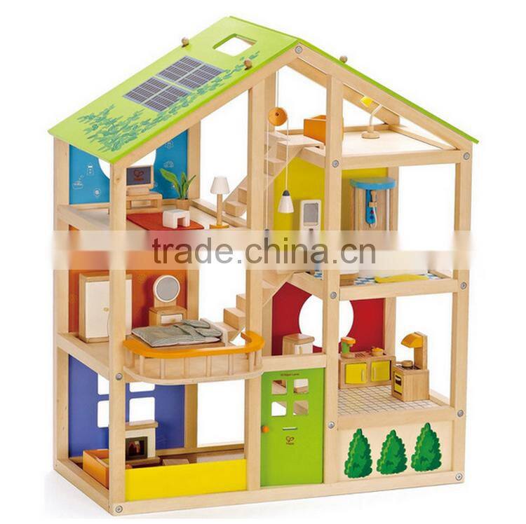 2016 New Design Wooden Toy House for Kids Child Educational Wooden Assembling Set Baby DIY Doll House