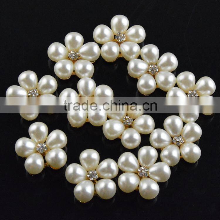 20MMM Wholesales Fancy Alloy Pearl Flower Crystal Rhinestone Button For Jewelry Garment Accessory