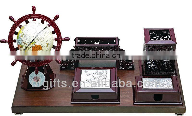 Wood Globe & Name card & Pen Holder Office Stationary Desktop Set Gift-38