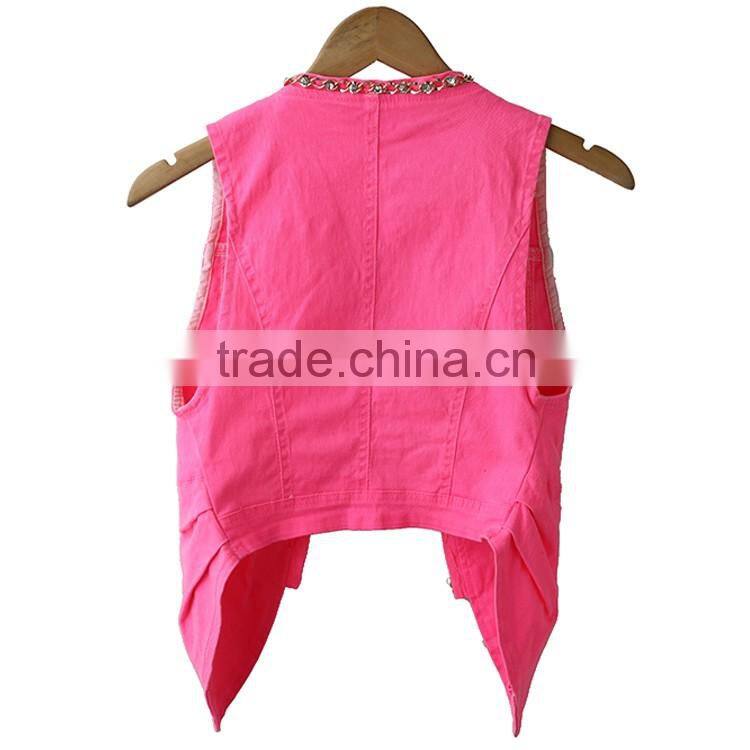 China factory OEM Custom european sleeveless multi-colors woven womens jackets coats lady waistcoat