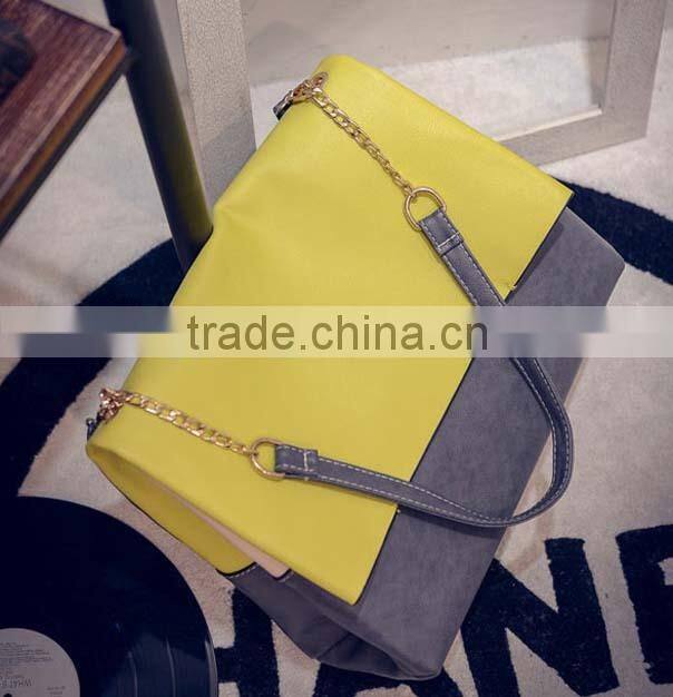 Wholesale fashionable girls pu shoulder bag with safe ladle cover closure