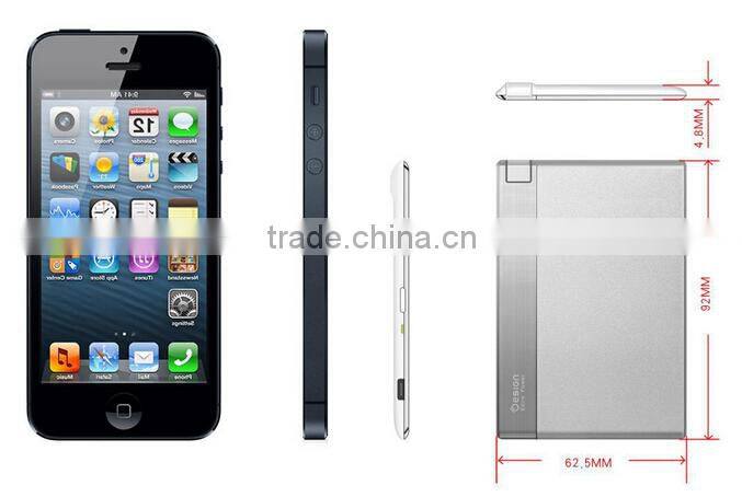 Built-in cable power bank credit card size mobile charger for smartphones