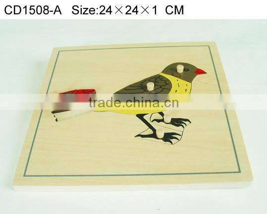 Hot selling kids educational mould wooden toys bird puzzle