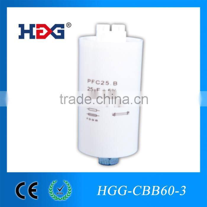 lighting capacitor CBB60 250V/450V 20uF in different capacity, aluminium body with push in terminal