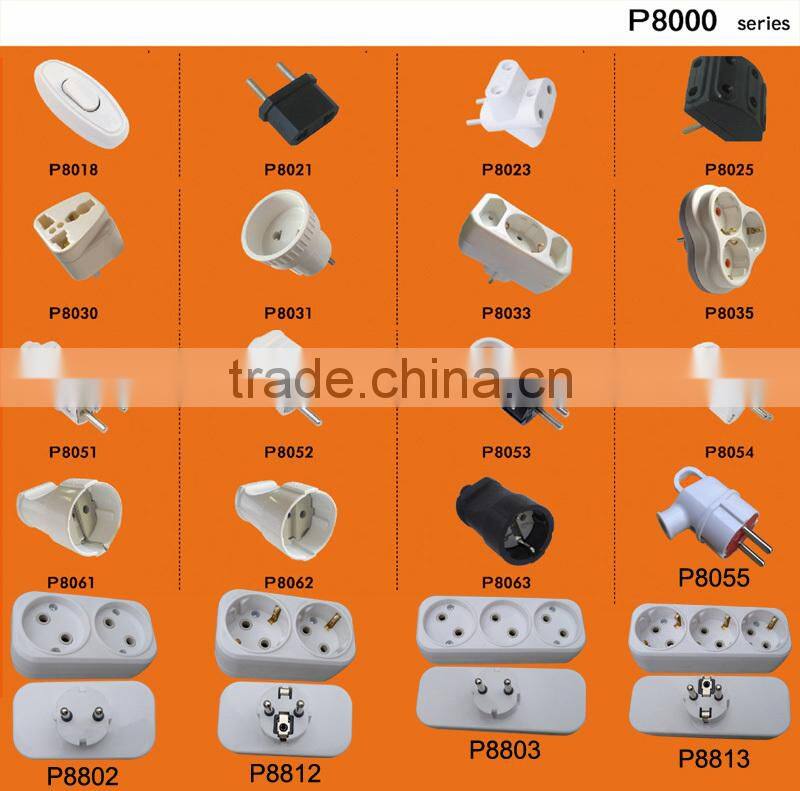 European style 2 round pin AC power adaptor with earth (P8812)