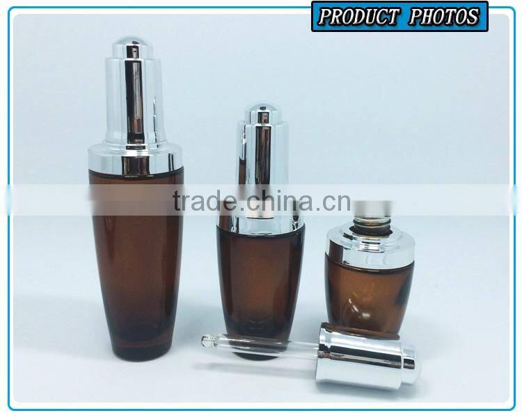 50ml cosmetic glass lotion bottles with silver pump cap