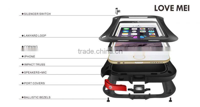 Love Mei Aluminum Metal Gorilla Waterproof Case Cover For Iphone 6 Plus
