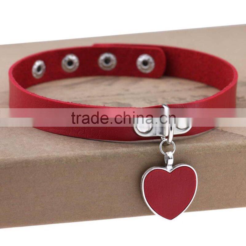 Wholesale anime rock Harajuku punk gothic heart necklace pendant leather necklace leather collar choker necklace bracelet