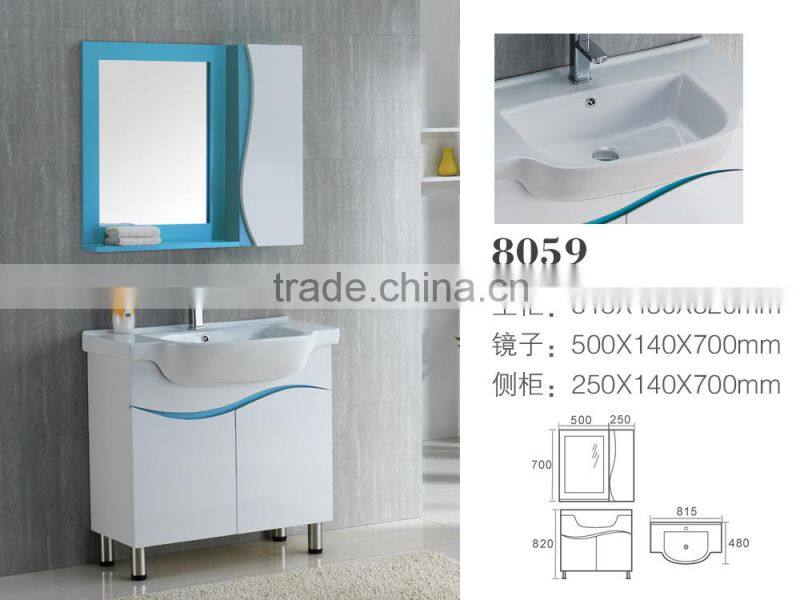 8059 Ceramic Counter top Cabinet Basin thin edge basin Bathroom Sink PVC Vanity