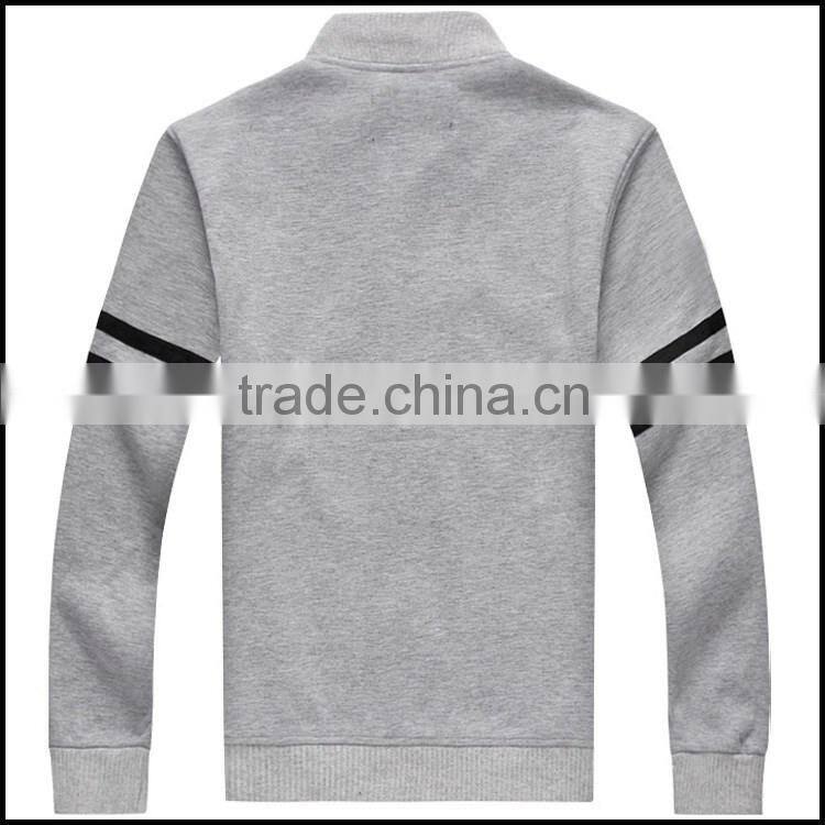 2016 hot design plain design Crew Neck Sweatshirt Knit fleece Cardigan mens Sweatshirt with button