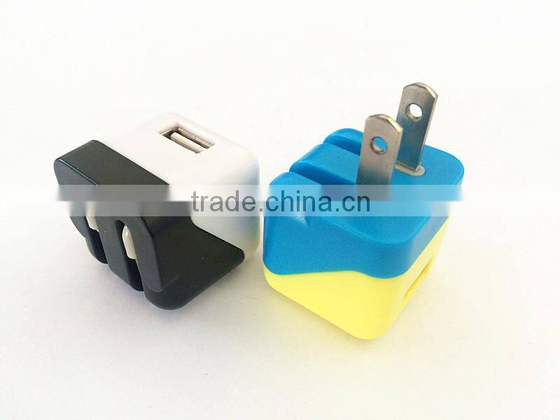 Factory supply jelly color mini USB home charger US folding plug high quality for Android smartphones