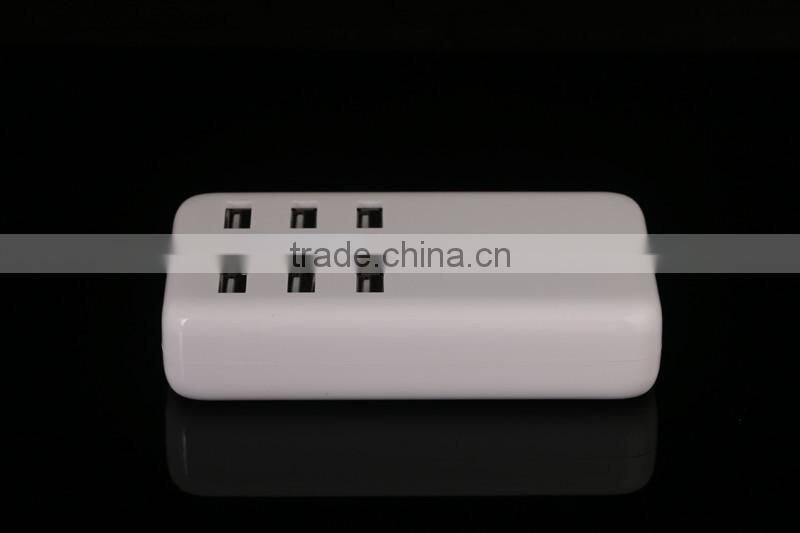 5V/6A 6-Port USB Desktop Charger/Portable Charger All-In-One Travel Charger for iPhone, iPad, iPod, Smartphones