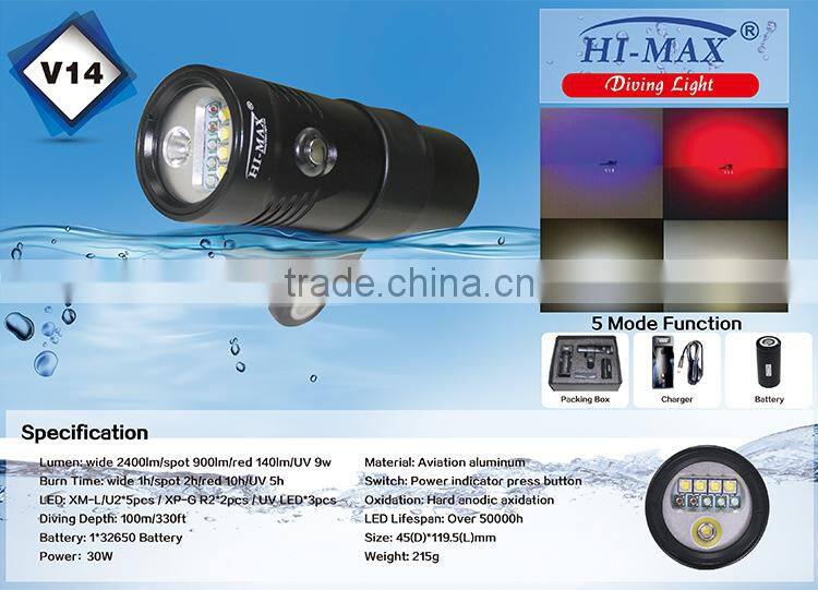 Best selling wide angle 110 UVscuba strong light torch diving
