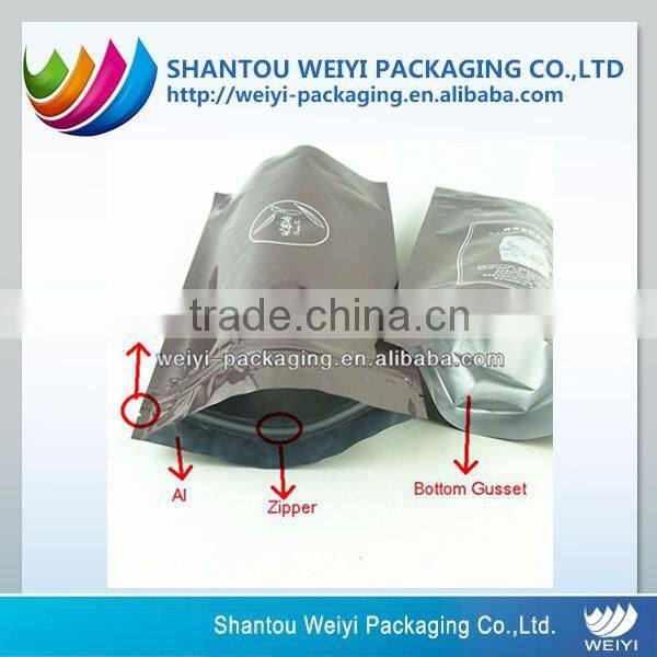 Stand up slide zip lock plastic packaging bag