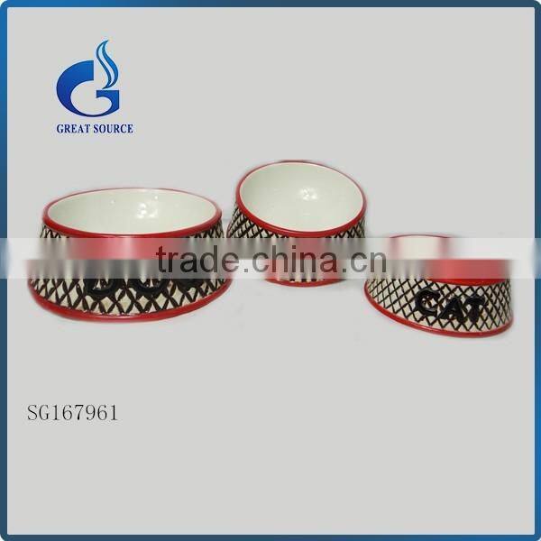hand-painted white ceramic pet food bowl dog bowls cat food bowls