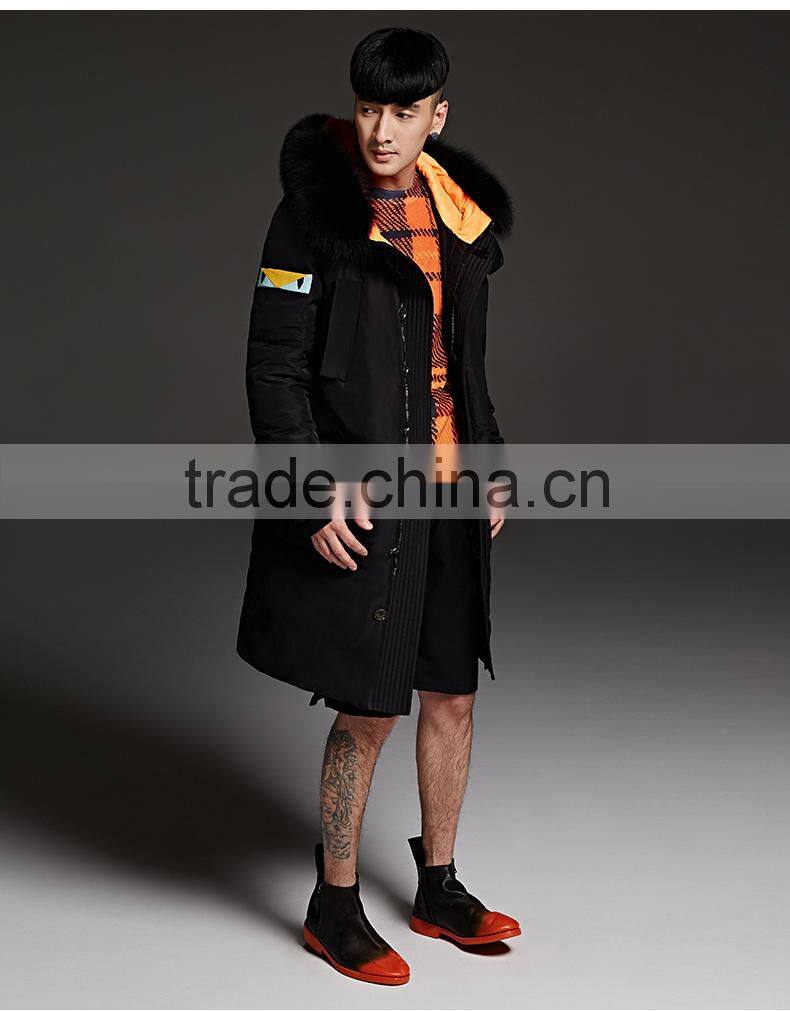 wholesale mens black yellow winter goose down jacket