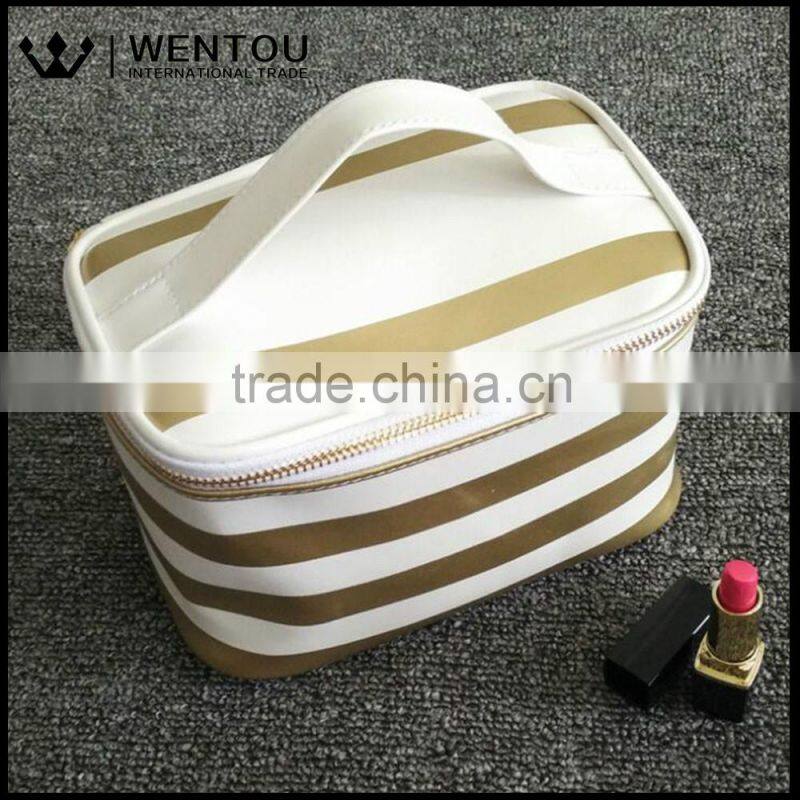 Women Cosmetic Organizer Travel Stripe Toiletry Case