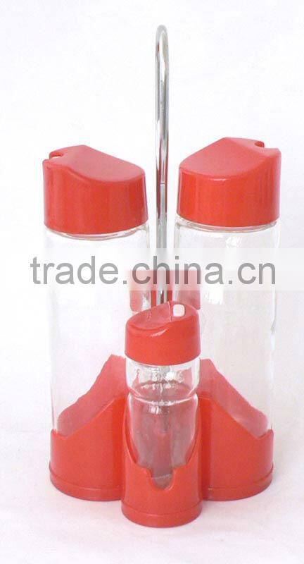 4pcs/set cruet bottle glass spice storage jars