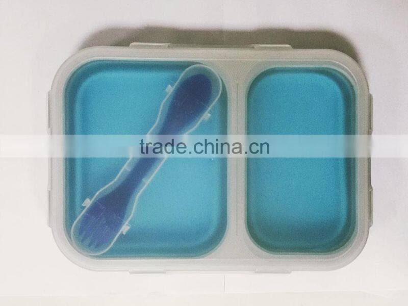 2015 hot pot take away bento kids folding collapsible plastic silicone lunch box