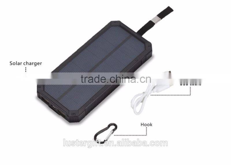 Best selling products solar power bank charger 20000mAh with LED light