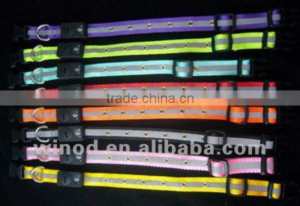 Newest nylon elastic dog collars with rhinestone light