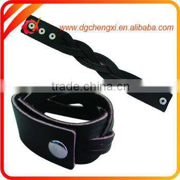 Cool Design Handmade Black Leather Bracelet