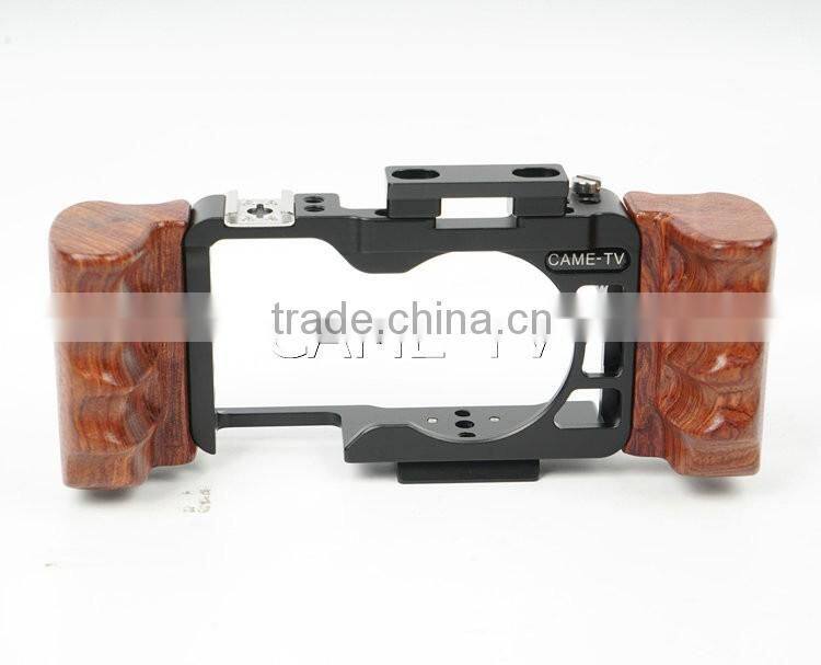 CAME-TV Rig For S ony A6300 Camera Cage With Wooden Handle