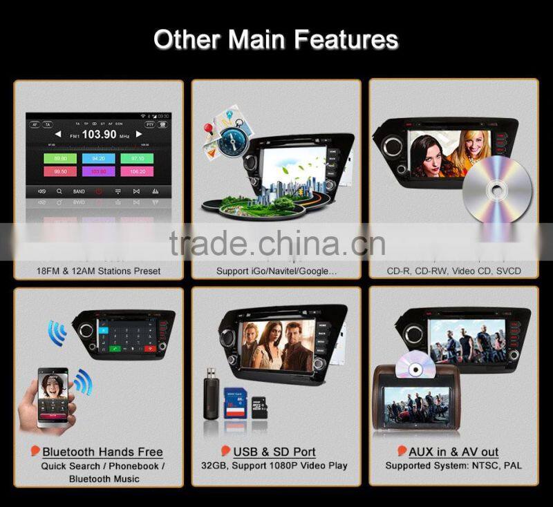 Ownice Android 4.4 touch screen Stereo Car GPS stereo for Kia Rio K2 with wifi bluetooth phonebook IPOD