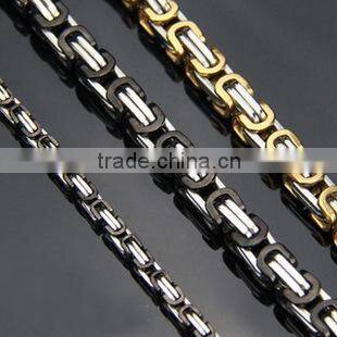 KSTONE Punk Stainless Steel Byzantine Link Chain Men's Bracelet with Necklace Jewelry Set