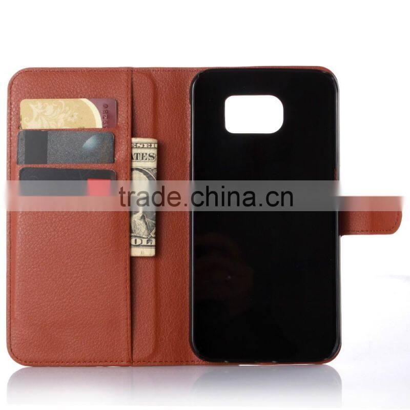 Hot Selling Ultra Thin Lichee PU Leather Case Wallet Folio Flip Cover for Samsung GALAXY S7 edge